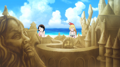 Onodera membuat istana pasir Attack On Titan