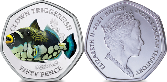 British Indian Ocean Territory 50 pence 2021 - Clown Triggerfish