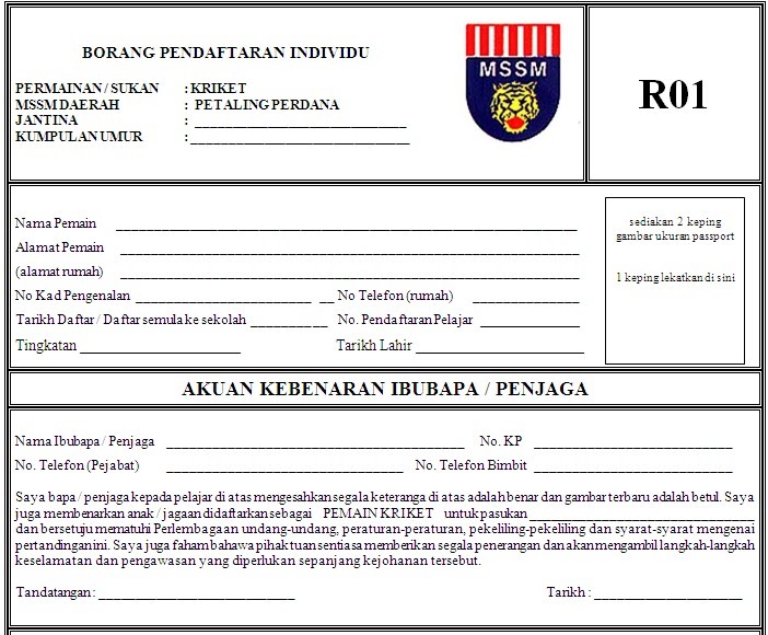 Medium berkongsi informasi: Borang R01 pendaftaran individu