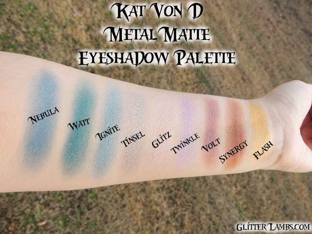 Kat Von D Metal Matte Eyeshadow Palette Swatches by Glitter Lambs-www.GlitterLambs.com-Makeup Swatches