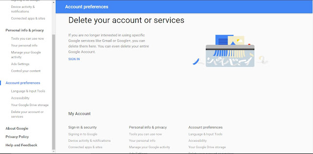 Delete Gmail Account View