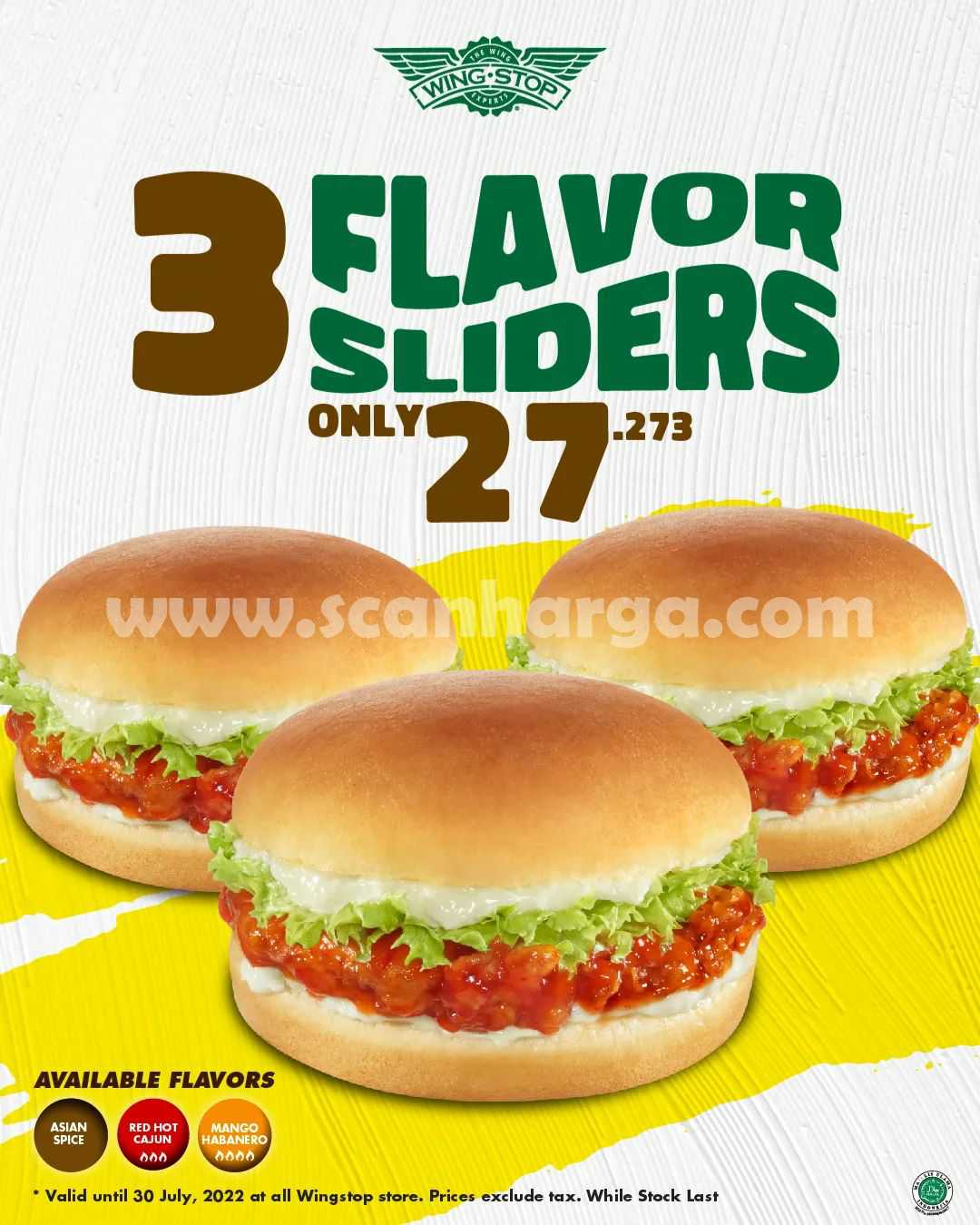 Promo WINGSTOP Flavor Sliders – harga Special Rp. 27 Ribuan