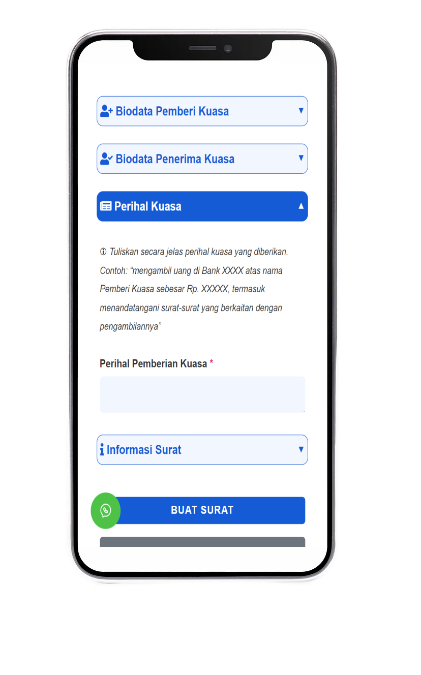 Generator Aplikasi Pembuat Surat Kuasa Online - Mockup Surat Kuasa Mobile Surato