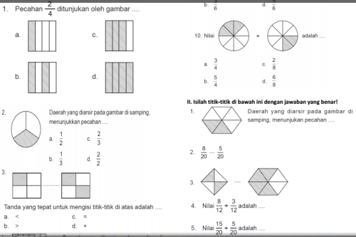 Soal Soal Pecahan Matematika Kelas 3 Semester 2 Sekolahdasar Net