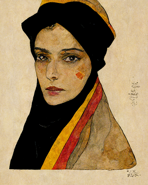 Portrait of Women, in the style of Egon Schiele
