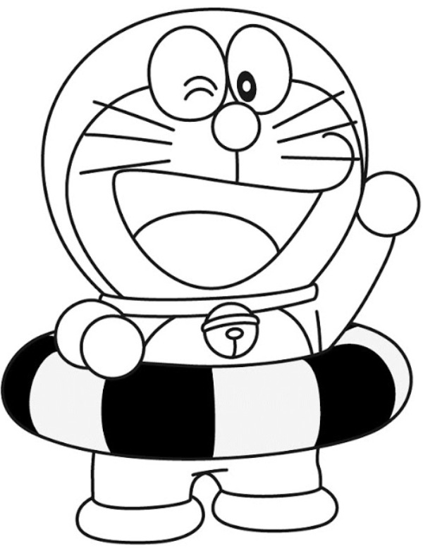 Belajar mewarnai untuk anak gambar doraemon kucing 