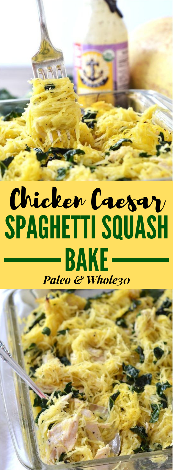 CHICKEN CAESAR SPAGHETTI SQUASH BAKE #Whole30 #Paleo