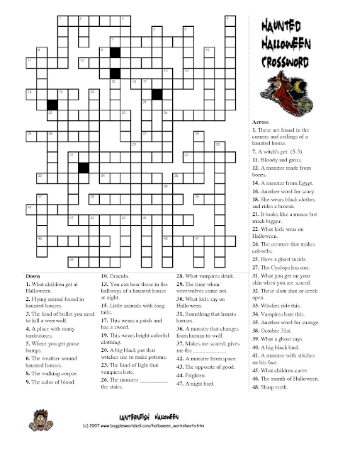  You might be busy with so many Halloween activities and parties, but if have a little spare time, you can solve some crosswords because they are really interesting.