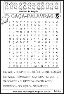 Caça-palavras com a letra S