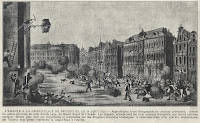 Strijdlustige taferelen op de Grote Markt van Brussel op 26 augustus 1830