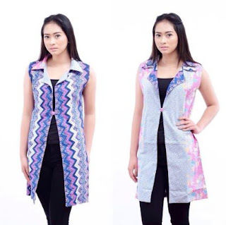 Cardigan batik tanpa lengan modis dan stylish