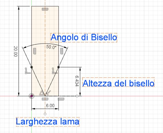 costruzione coltello pieghevole in corno biselli angolo bisello