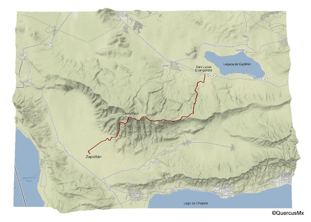 Mapa Ruta San Lucas Evangelista - Cerro Viejo - Zapotitán