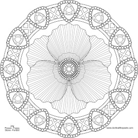 August mandala- poppy and peridot to print and color - jpg version