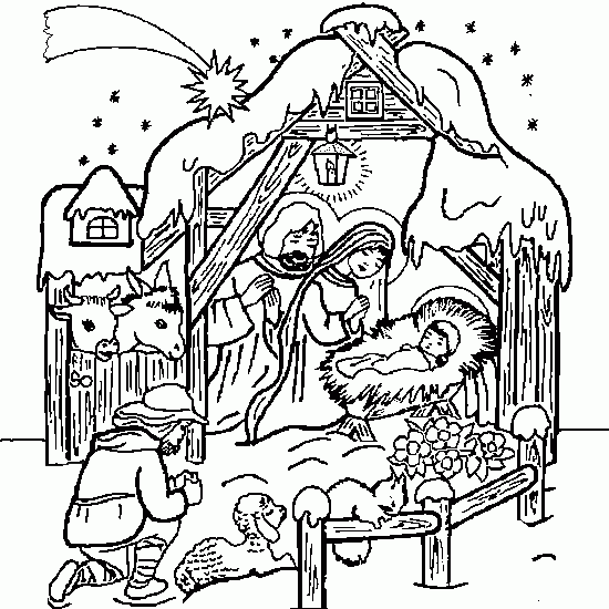 XMAS COLORING BABY JESUS NATIVITY COLORING PAGES title=