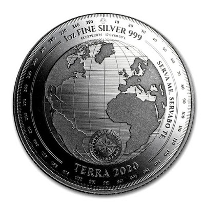 фото серебряной монеты   Токелау Терра (Земля) 2020