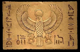 Mitologia egipcia, hieróglifos, falcão hórus alado, deuses egipcios