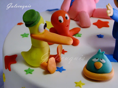 Pato, pulpo y pajaroto en fondant