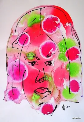 Drawing of a woman Abstract Expressions;Ink on paperboard;miabo enyadike