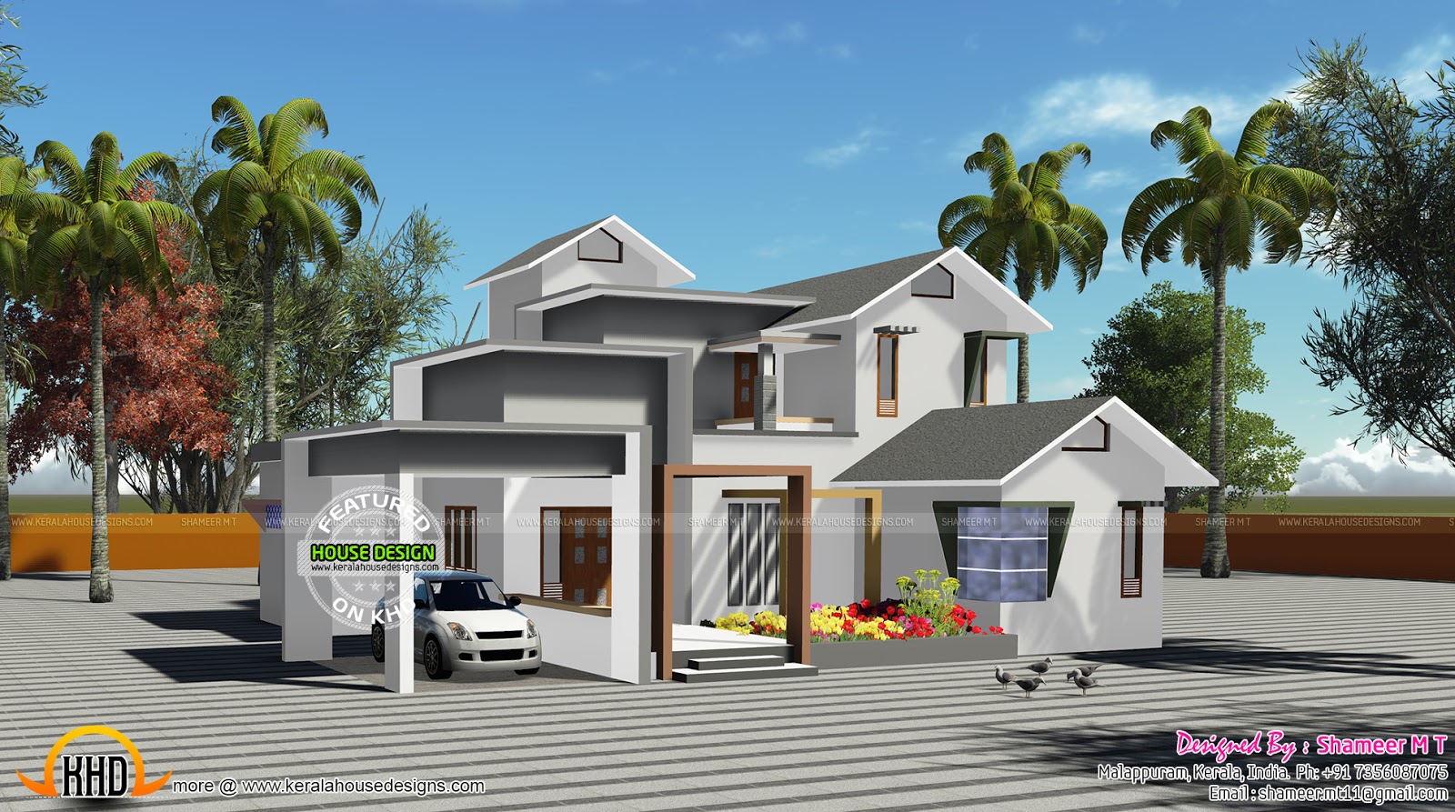 Modern 2100 sq ft home Kerala home design and floor 