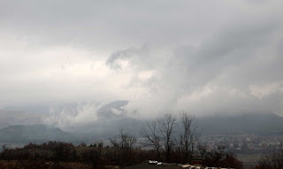 Low clouds obscuring the parents' hotel