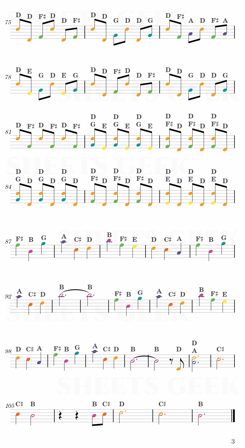I Giorni - Ludovico Einaudi Easy Sheet Music Free for piano, keyboard, flute, violin, sax, cello page 3
