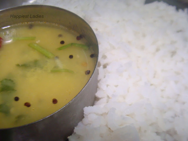 Green Gram Rasam served with rice+mung seeds