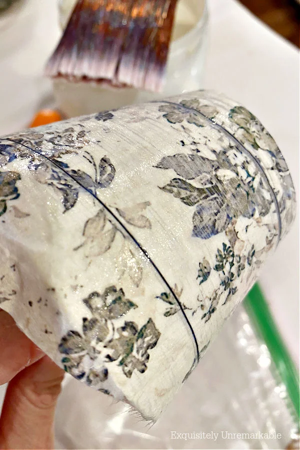Adding decoupage paper to the outside of a candle shade