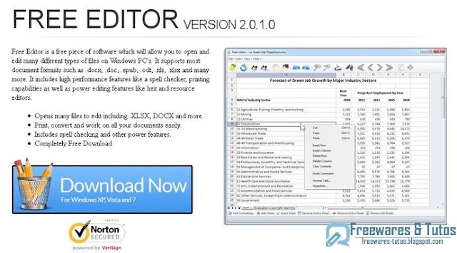 Free Editor : un logiciel capable d'ouvrir de nombreux formats de fichiers et de les éditer