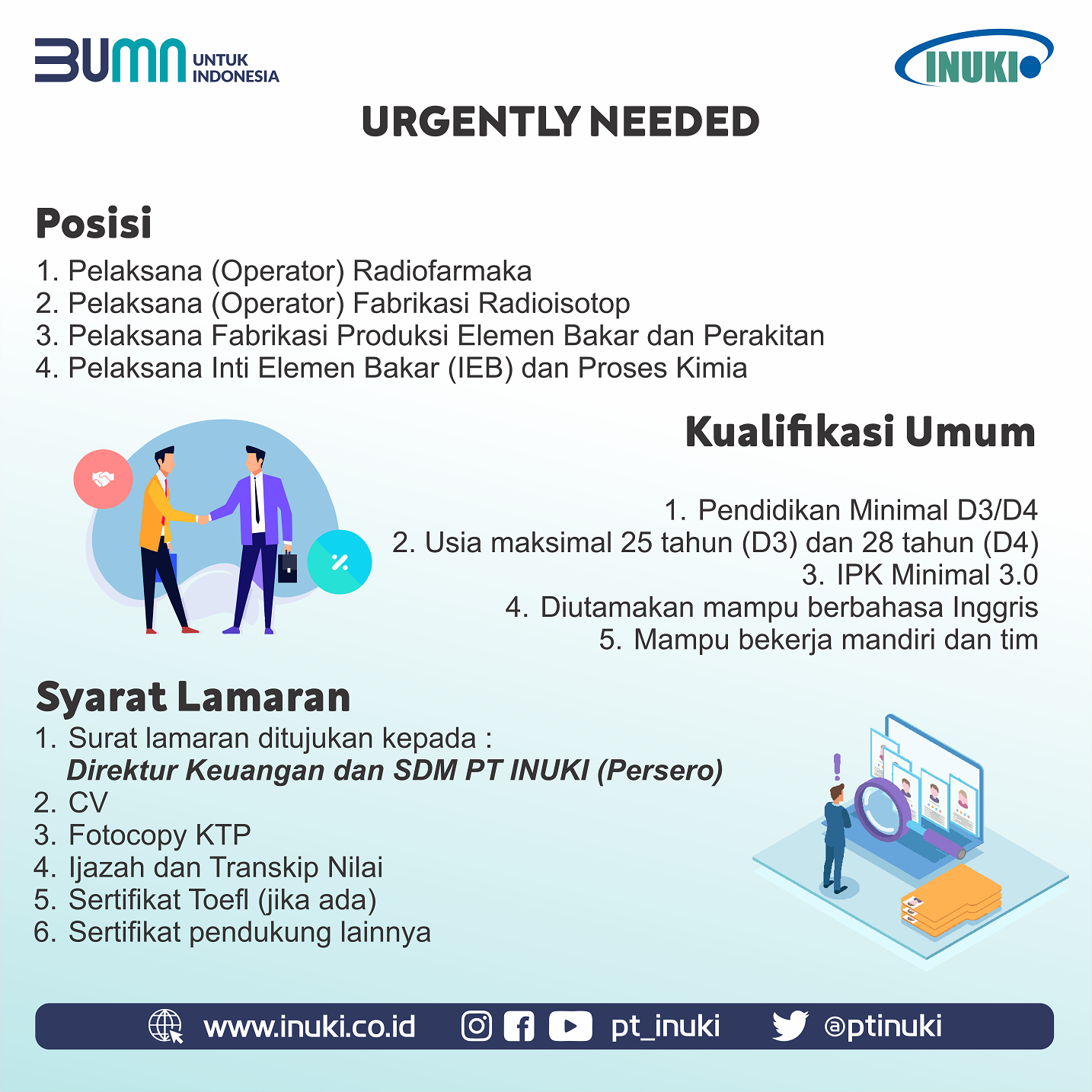 Lowongan Kerja BUMN PT Industri Nuklir Indonesia (Persero) Bulan Agustus 2020