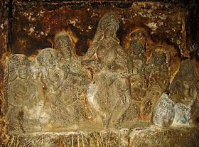 sculpted maidens inside Aurangabad caves