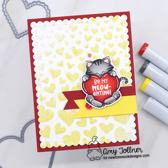 Newton's Heart Stamp and Die Set, Tumbling Hearts Stencil, Frames and Flags Die Set by Newton's Nook Designs #newtonsnookdesigns #newtonsnook #handmade