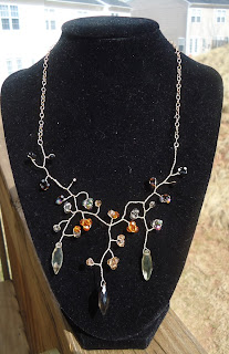 tree branch gold and crystal necklace handcrafted by amy jo martin for sale on etsy