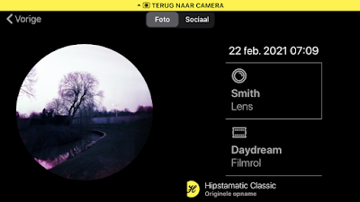 Screenshot Hipstamatic-instellingen Smith + Daydream