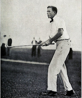 golfer Robert Gardner swings in the early 1900s