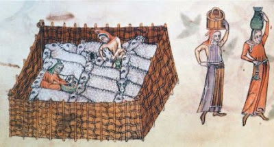 Miniatura z manuskryptu Luttrell Psalter