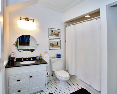 White Bathroom Vanity With Black Top