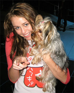 Hannah Montana star Miley Cyrus with per pooch