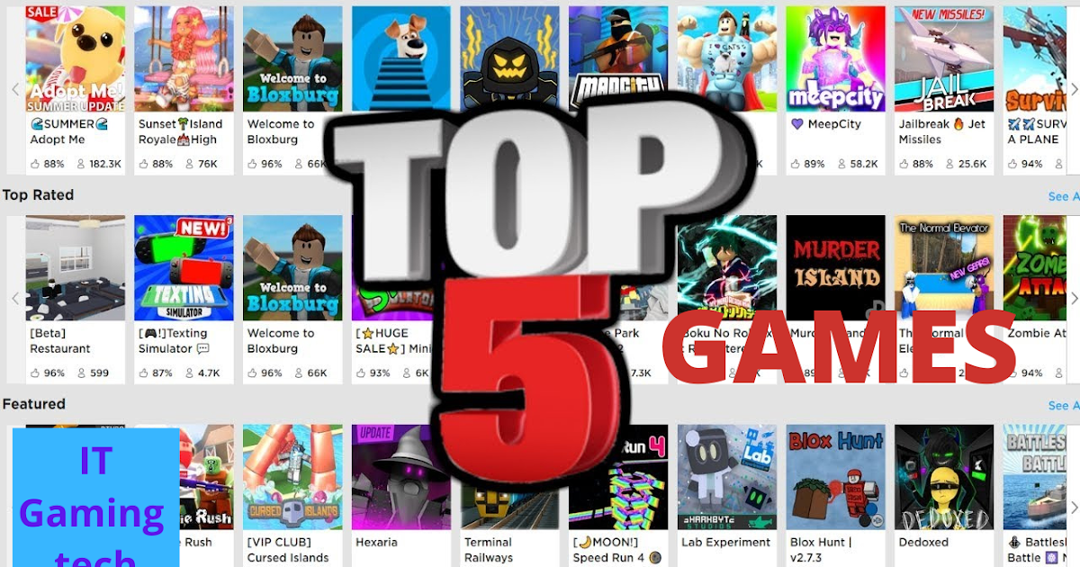 2020 Best Games In Roblox Top 5 Games In Roblox - top ten best roblox games 2020