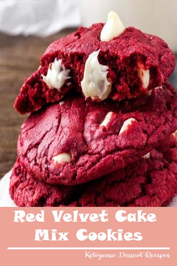 These Red Velvet Cake Mix Cookies are soft, chewy & filled with white chocolate chips. There's only 4 ingredients and they're the perfect easy red velvet cookie for Christmas or Valentine's!