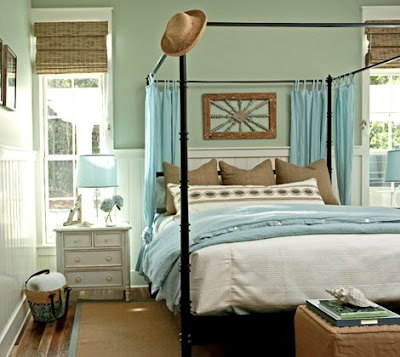 dormitorio decoración azul marrón