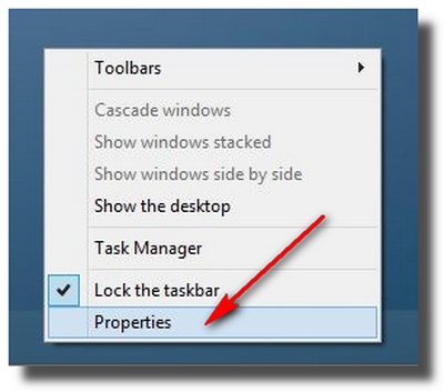 Taskbar properties