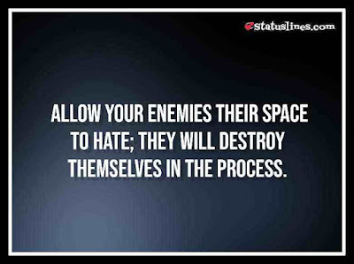 ALLOW YOUR ENEMIES THEIR SPACE TO HATE; THEY WILL DESTROY THEMSELVES IN THE PROCESS