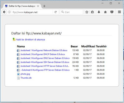 hasil konfigurasi ftp server