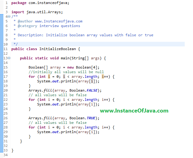 Initializing A Boolean Array In Java With An Example Program Instanceofjava Initializing A Boolean Array In Java With An Example Program Instanceofjava