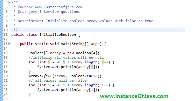 Initializing A Boolean Array In Java With An Example Program Instanceofjava Initializing A Boolean Array In Java With An Example Program Instanceofjava