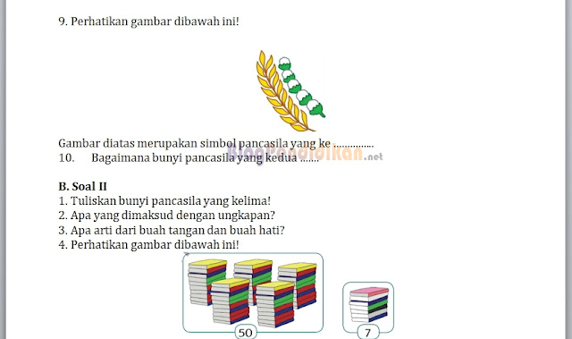 Soal Ulangan Harian Tema 1 Subtema 1 Kelas 1, 2, dan 3