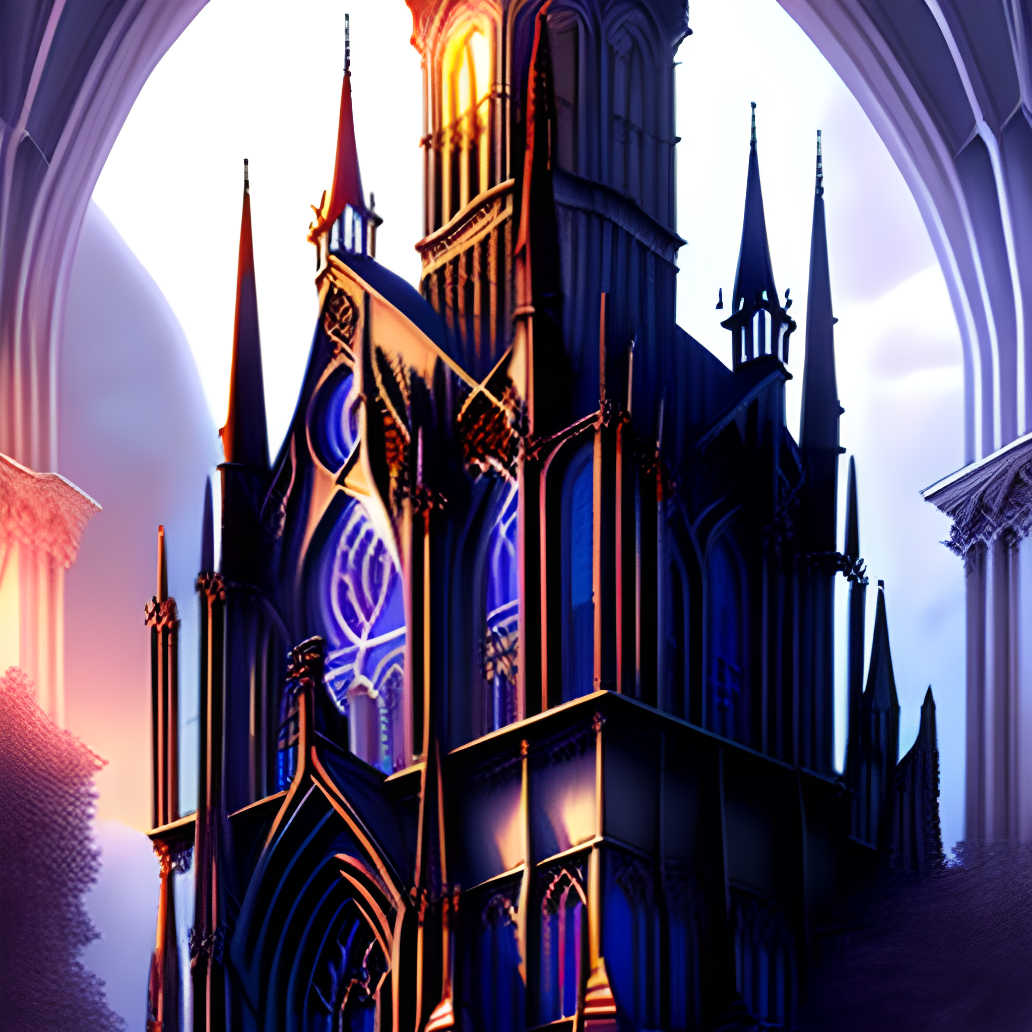 Gothic Art Deco: Cathedral Interior Artistry & 3D Rendering