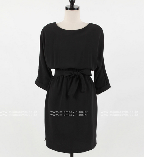 Belted Elastic Waist Dress