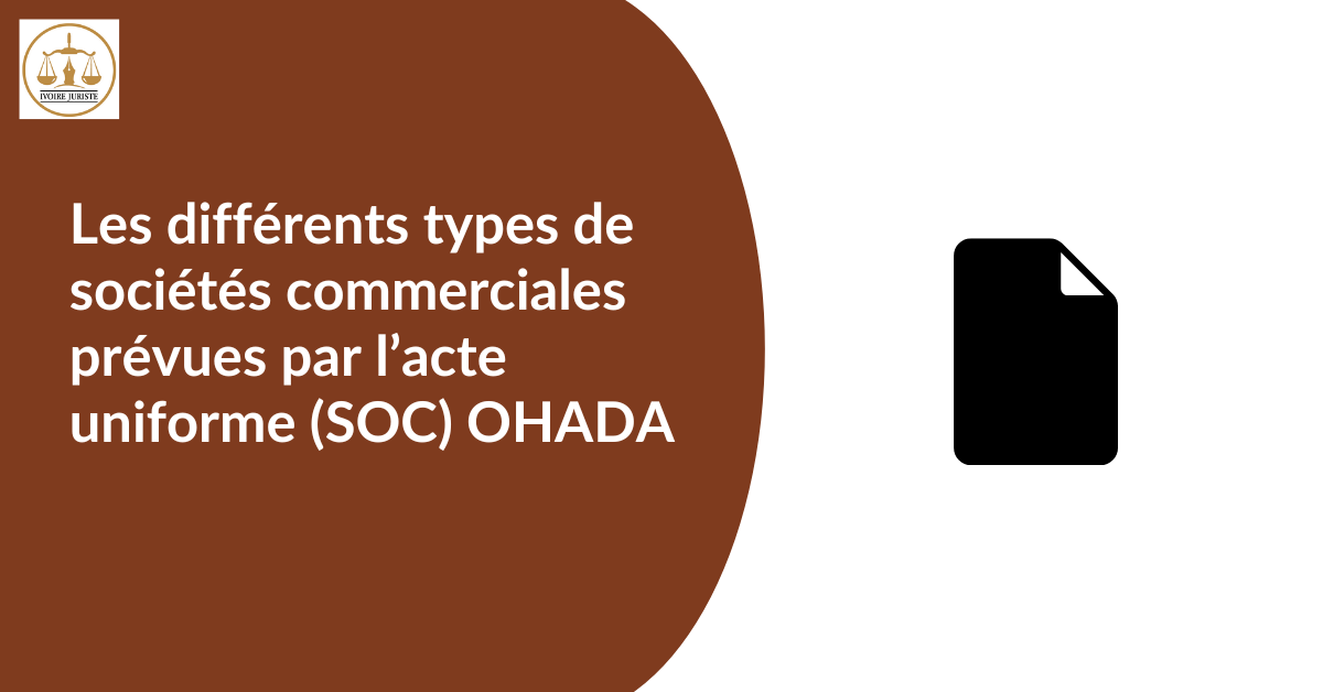 Les différents types de sociétés commerciales prévues par l’acte uniforme (SOC) OHADA